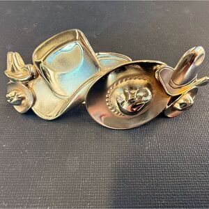 WESTERN COWBOY Hats Brass Hairclip unique EUC‎